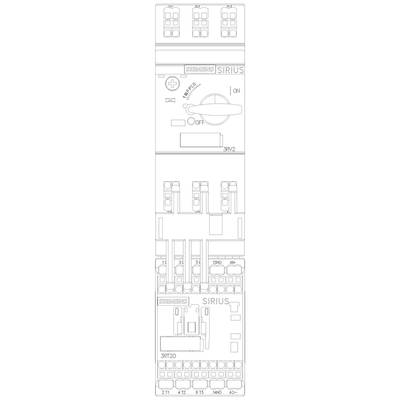 Circuit diagram of a Siemens SIRIUS device with switch positions 'On' and 'Off', along with multiple connections and control indicators.