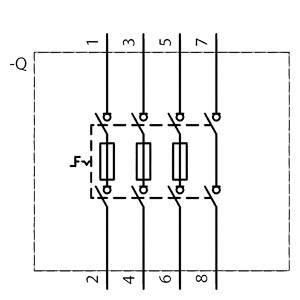 Circuit diagram with four parallel resistors, numbered 1 to 8. Shown is that they are all connected to a common point.