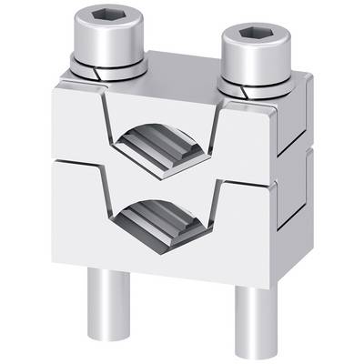 A silver mechanical connector with two grooves and two screw holes on the top surface, used for industrial applications.