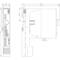 Technical drawing of an electrical junction box with dimensions, cross-sectional views, and various connections.
