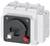 Rotary switch in white and grey, with a red marking piece, mounted on a rectangular base.