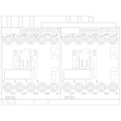 Two switching devices from the Siemens SIRIUS series, with the designations 3RT20, shown in a technical circuit diagram.