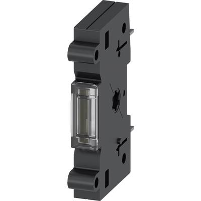 Black, rectangular electrical component with a transparent cover and marked openings, suitable for panel mounting.