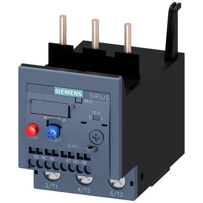 A Siemens thermal relay from the Sirius series with operating elements and connections, used for the protection of electric motors.