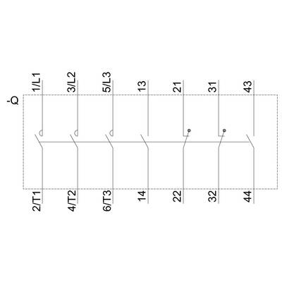 Schematic representation of an electrical circuit diagram with labels 1L1, 3L2, 5L3 for phases; T1, T2, T3 for transformer circuits.