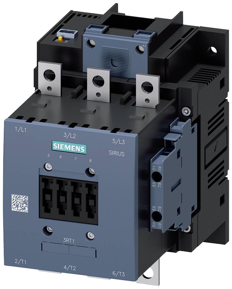 A blue Siemens contactor from the SIRIUS series with multiple connection terminals. Used in electrical control systems.