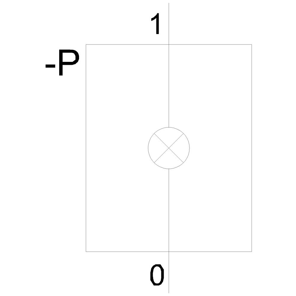 Schematic diagram of an electrical switch with positions: switch near 0 is off, position with cross marking indicated.