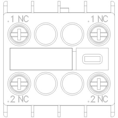 Technical drawing of an electrical switch with multiple round terminals, labelled '.1 NC' and '.2 NC'.