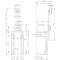 Technical drawing of a mechanical component with dimensions. Front and side views are shown, with numerous measurements and details.