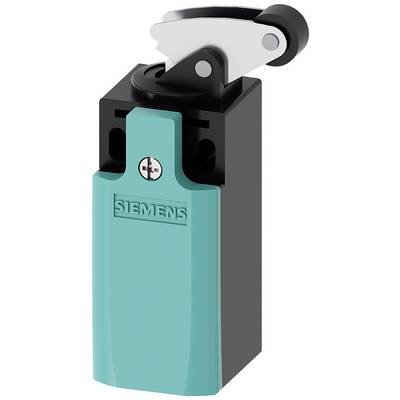 A pivoting lever switch with a blue Siemens logo, lever at the top end, housing in black and turquoise.