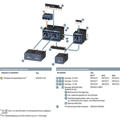 'Diagram shows electrical switching devices, including power contactors and relays for various motor ratings, including accessories.'