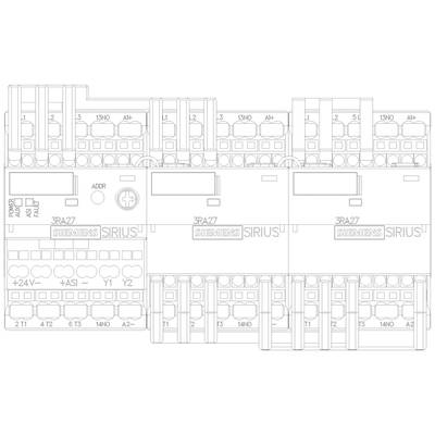 Technical drawing of an electrical control unit with connections and labels, including 'Sirius' and model number.