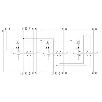 Circuit diagram with three circuit configurations, each showing a combination of relays and coils, connected by lines and numbered points.
