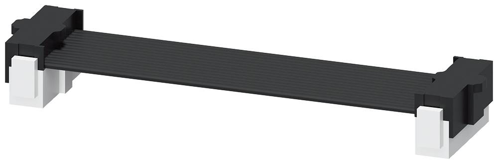 A black, rectangular electronic component with four white support legs, possibly a type of connector or adapter.