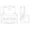 Technical drawing of a device from the front and side with detailed dimensions and edges, including height, width and depth.