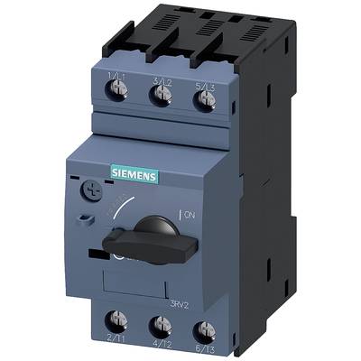 A blue Siemens load disconnector for controlling electrical circuits with four screw terminals for phase connections.