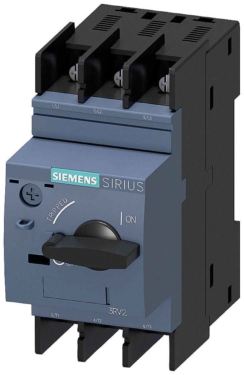 A Siemens Sirius switch in the 'ON' position, used for controlling electrical equipment.