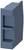 Blue plastic plug with a rectangular shape, two recesses and an implied locking function, often used for electrical connections.