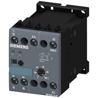 A Siemens electronic contactor with multiple terminals and operating elements, suitable for use in electrical systems.