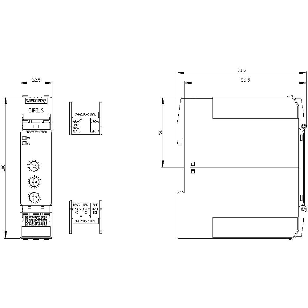 Siemens 3RP25051BB30 3RP2505-1BB30 TDR Multifunction 24 V 1 pc(s) Time range: 0.05 s - 100 h 2 change-overs-3