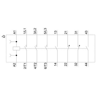 Circuit diagram shows an electrical circuit with multiple terminals, including '1/L1', '3/L2', '5/L3'. Diagram for system wiring.