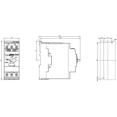Technical drawing of an electrical relay, showing front view, side view and dimensions in millimetres.