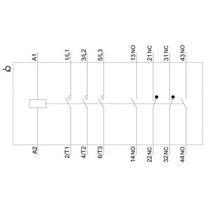 Circuit diagram shows an electrical connection diagram with symbols for relays, switches, and wires; live and interrupted connections are identifiable.