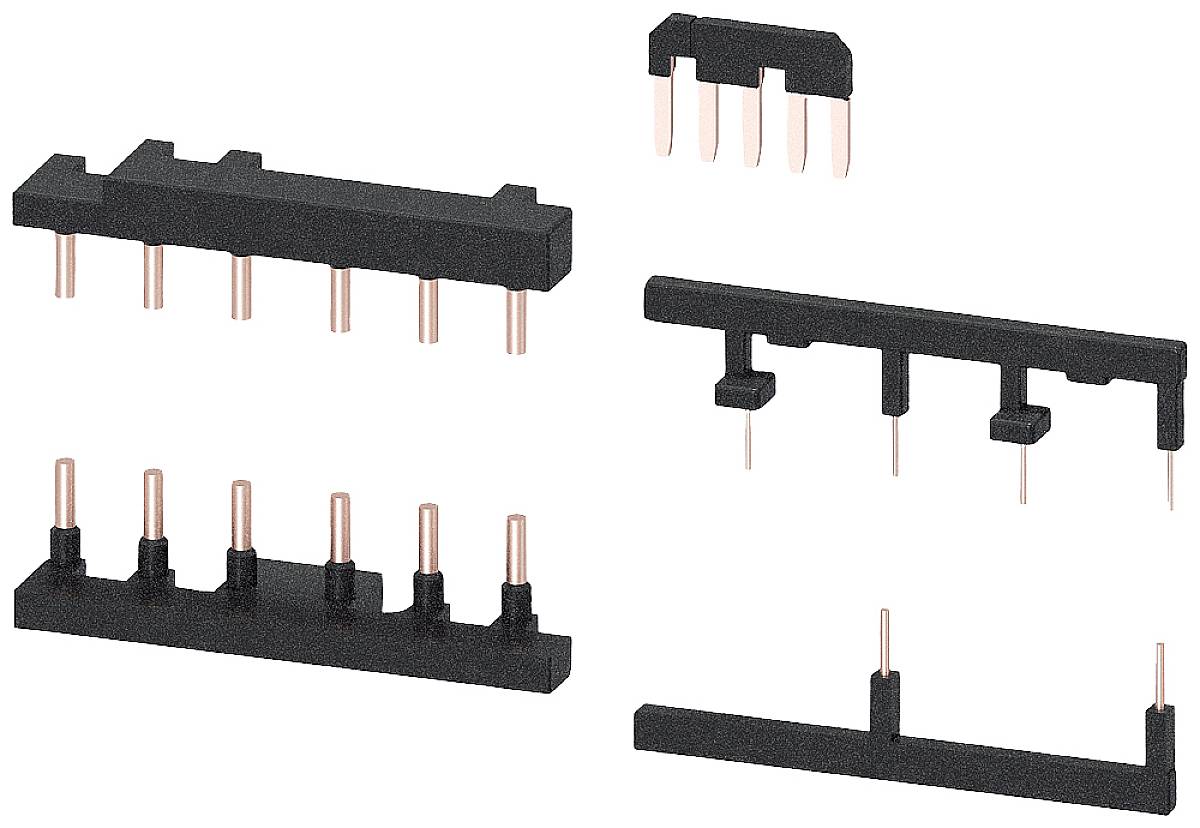 Various black plugs with metal pins in different shapes and sizes, used for electrical connections.