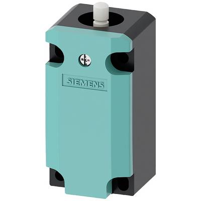 Electrical switch with a turquoise casing, grey button on top and 'Siemens' logo at the front.