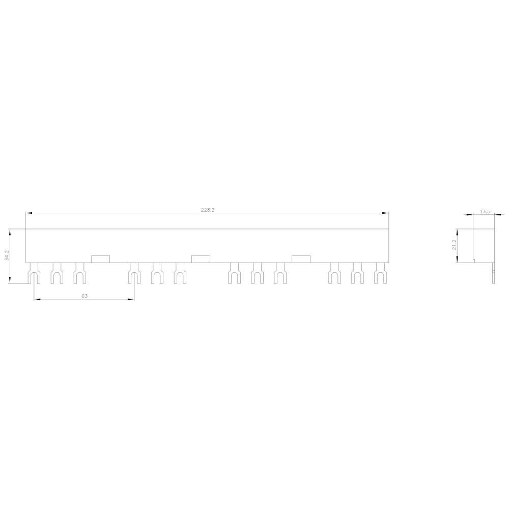 'Technical drawing of a rectangular object with a hook; dimensions: 226.2 mm x 19 mm x 27.8 mm.'