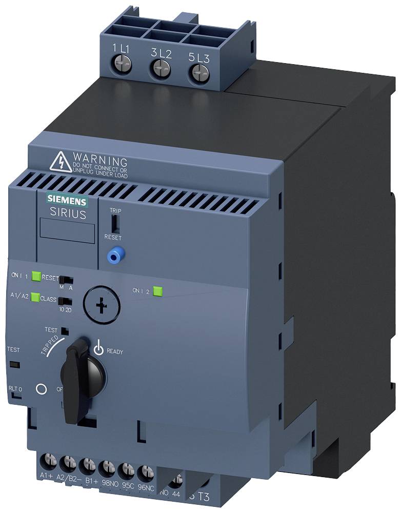 A protective device with labels and indicator lights, used in electrical switchgear for controlling electrical circuits.