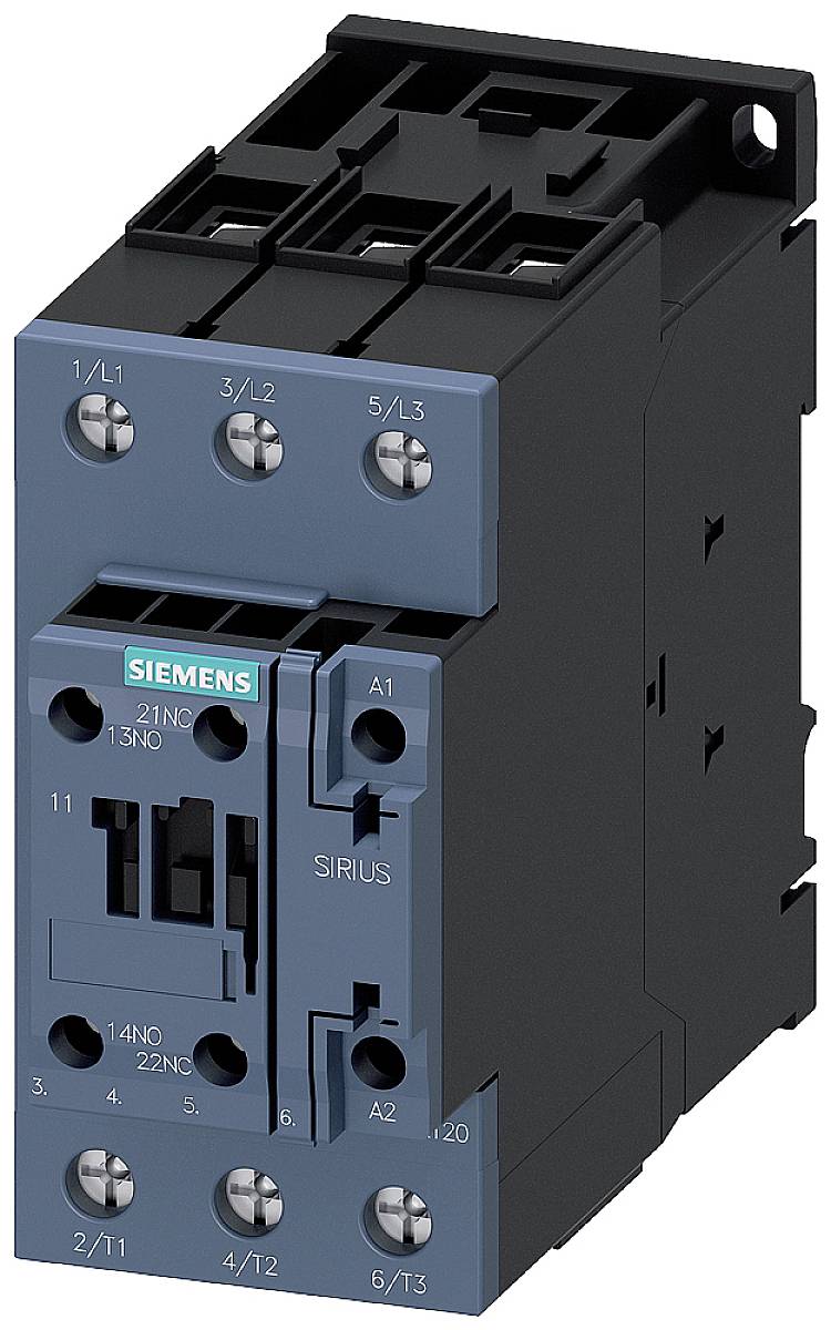 A Siemens electric contactor, Sirius model, for industrial applications, used to control electrical circuits.
