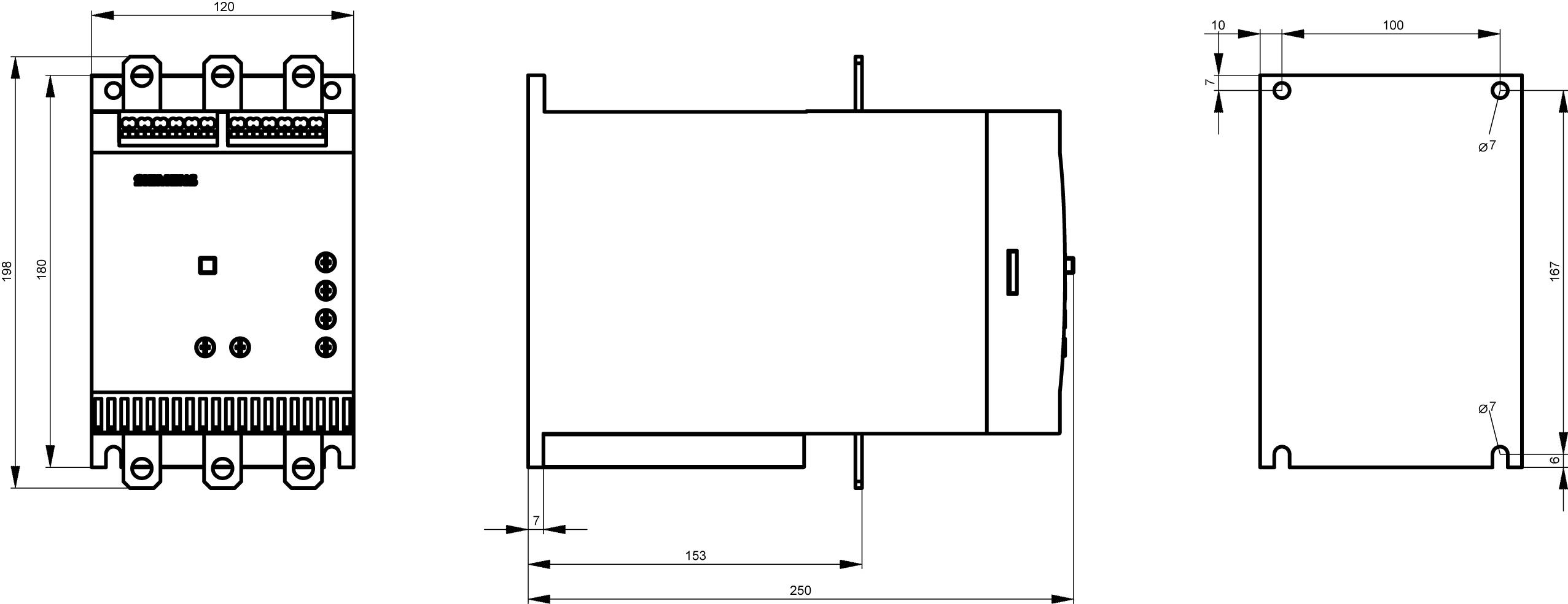 Siemens 3RW4056-2BB44 Soft starter Motor power at 400 V 90 kW 460 V Nominal current 162 A-2