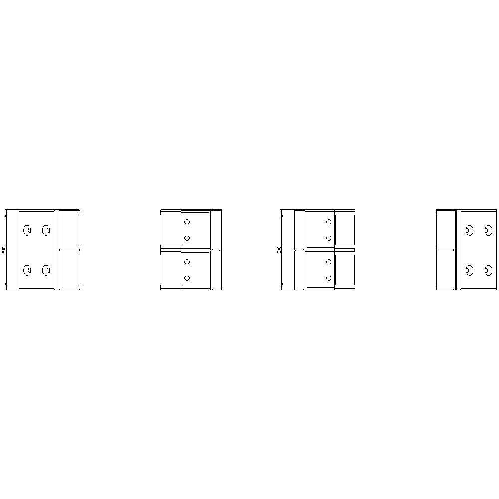 Four technical drawings of hinges in different views show their dimensions and construction details.