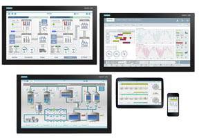 Various screens display technical diagrams and data analyses, potentially for monitoring or controlling industrial processes.
