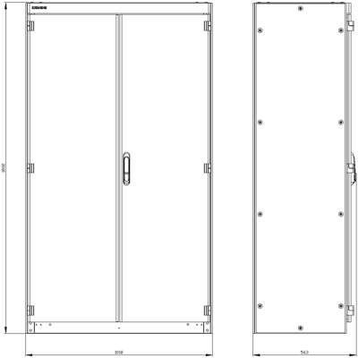 Sketch of a rectangular wardrobe with two doors, side and front view. Dimensions: 1824 mm height, 965 mm width, 543 mm depth.