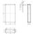 Technical drawing of a rectangular metal frame with precise dimensions and front, side, and top views.