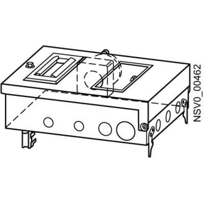 Diagram of an electrical socket with marked input and output terminals and the designation 'NSV0-00462'.