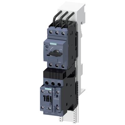 A Siemens electrical contactor with multiple connections, mounted on a DIN rail. Used for controlling high-current circuits.