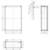 Technical drawing of a rectangular frame with dimensions and detailed views. Specification of height and width measurements.