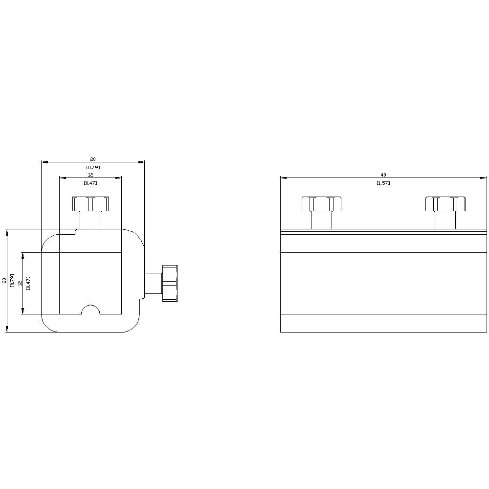 Technical drawing of a component with dimensions. Left front view: width 62, height 45. Right side view: width 89.