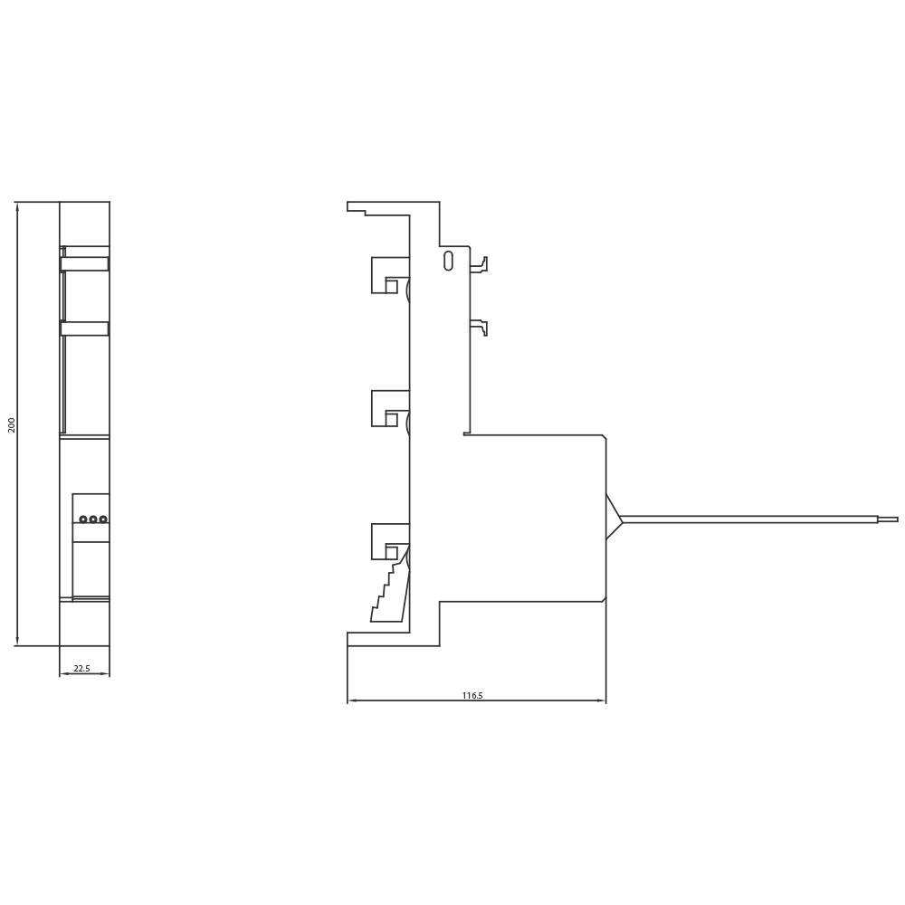 Technical drawing of a cross-section of a component with dimensions: height 20 mm, width 115 mm, depth 22.5 mm.