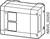 Technical drawing of a rectangular enclosure with two square recesses on the front face and labelled 'NSV0_00250'.