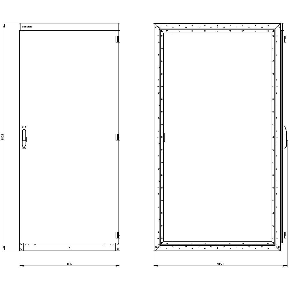 Technical drawing of two doors: left door closed, right door showing open frame. Dimensions: Height 2060 mm, width left door 960 mm, right door 1060 mm.