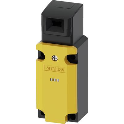 Yellow and black Siemens safety switch for machinery, rectangular in shape, vertically oriented, with a screw lock at the top.