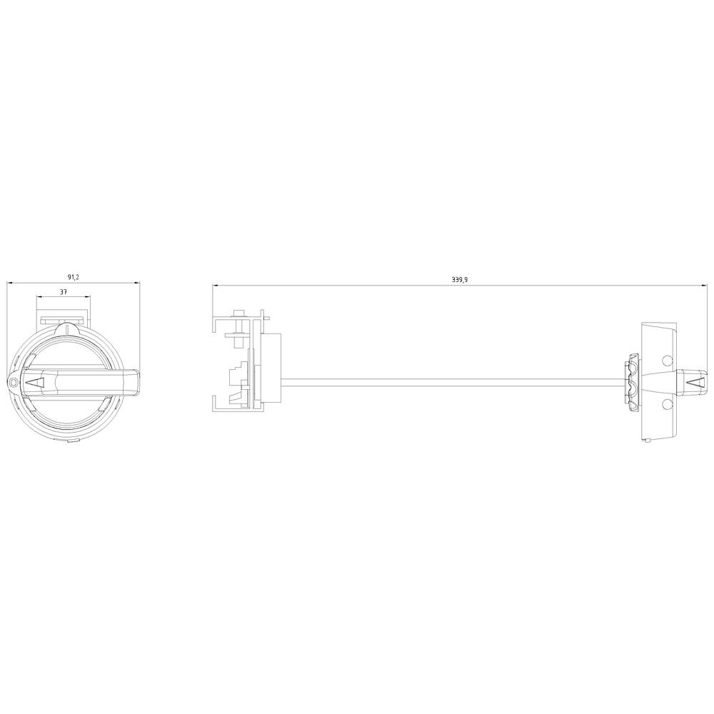 Technical drawing of a round component, 93 mm wide, with a 193.5 mm long rod. Dimensions and details specified.