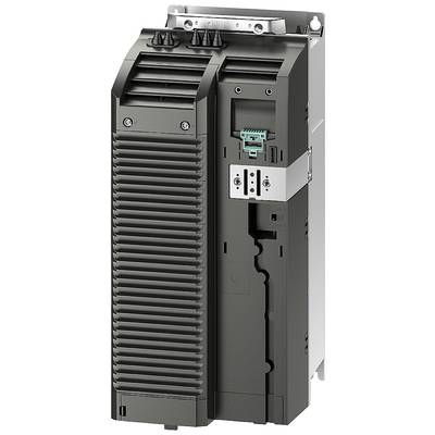 Black, rectangular electrical device with cooling fins and connectors, possibly a frequency converter or technical component.