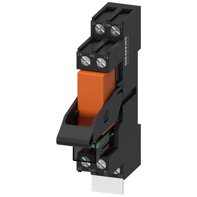 An electronic component, most likely a relay or contactor, with connections and an orange-coloured element.