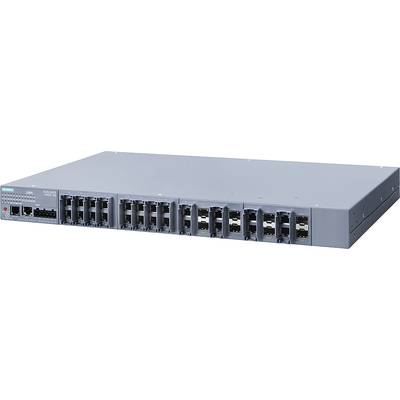 A grey router with multiple Ethernet ports. Device shows network cable connections in a row.