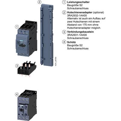 Compact Electrical Assemblies: Performance Switch, DIN Rail Adapter and Connecting Module in Size S2, Screw Connection.